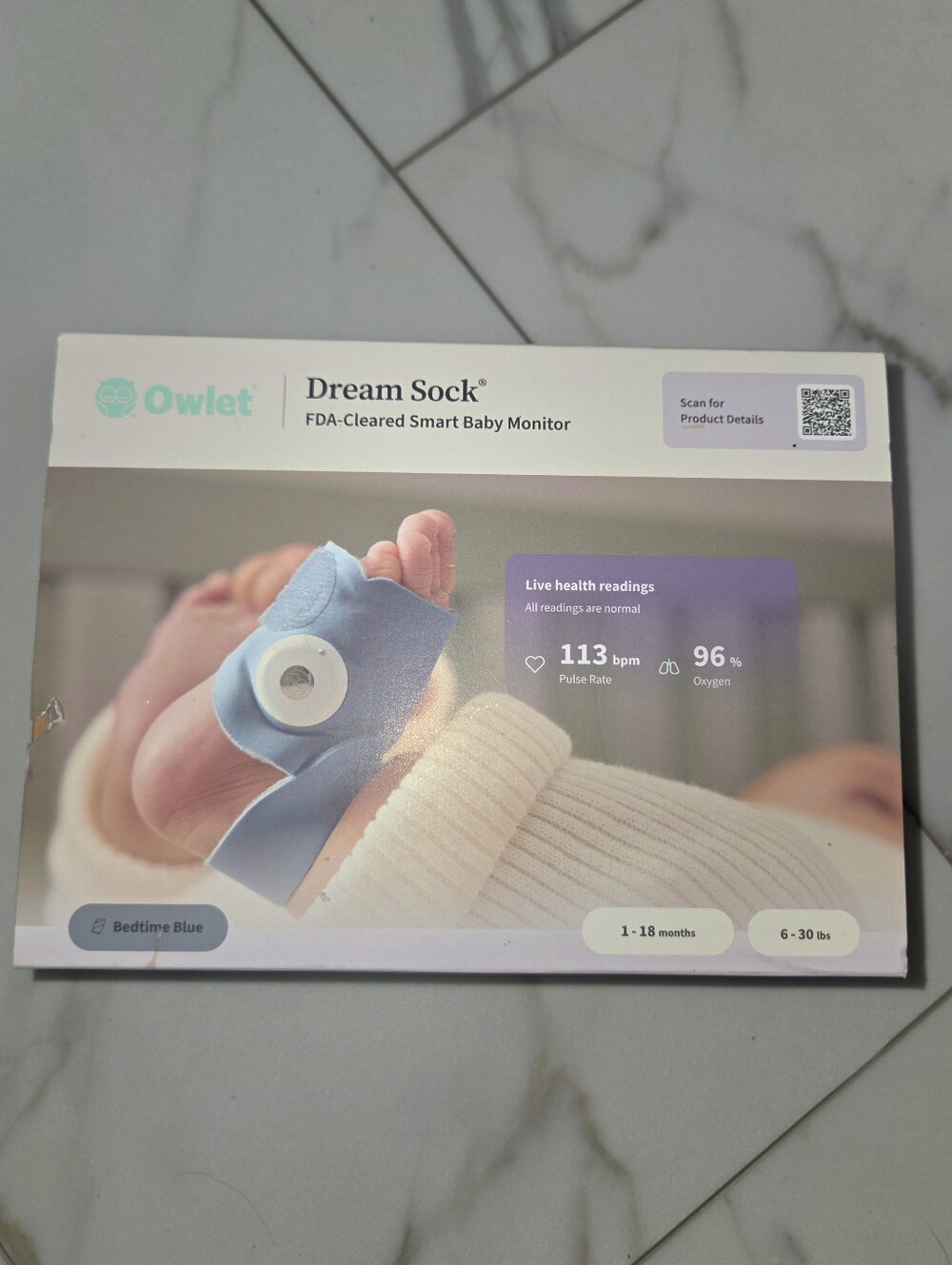 Owlet Dream Sock Smart Baby Monitor - Bedtime Blue